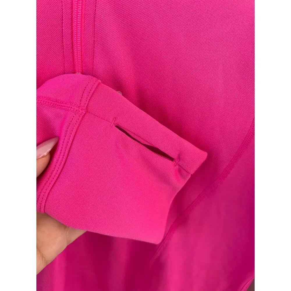 Nike Dri-Fit Running Half Zip Pullover Pink Long Sleeve Thumbhole Top Size M
